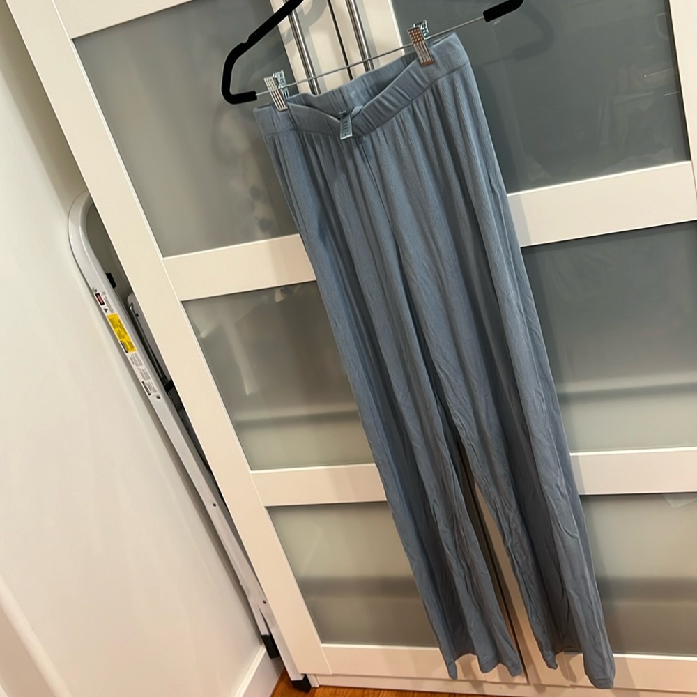 SKIMS Dusty Blue Wide-Leg Track Pants